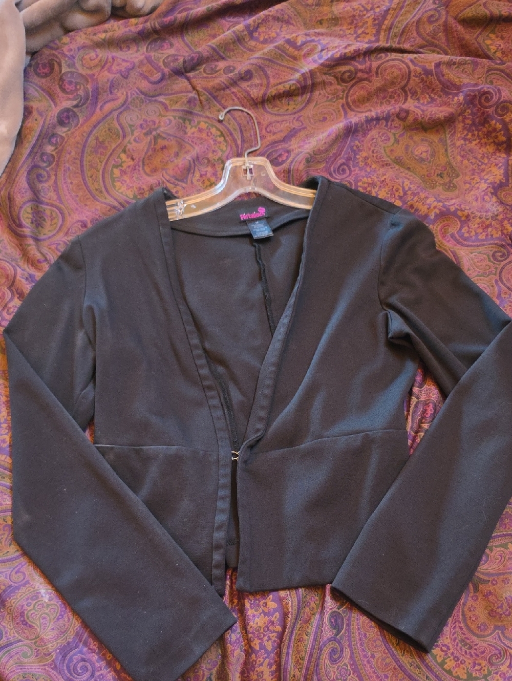 Worthington Black Cropped Open-Front Blazer